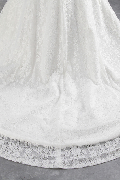 BMbridal Elegant Lace Off-the-Shoulder White Mermaid Wedding Dresses Affordable Online