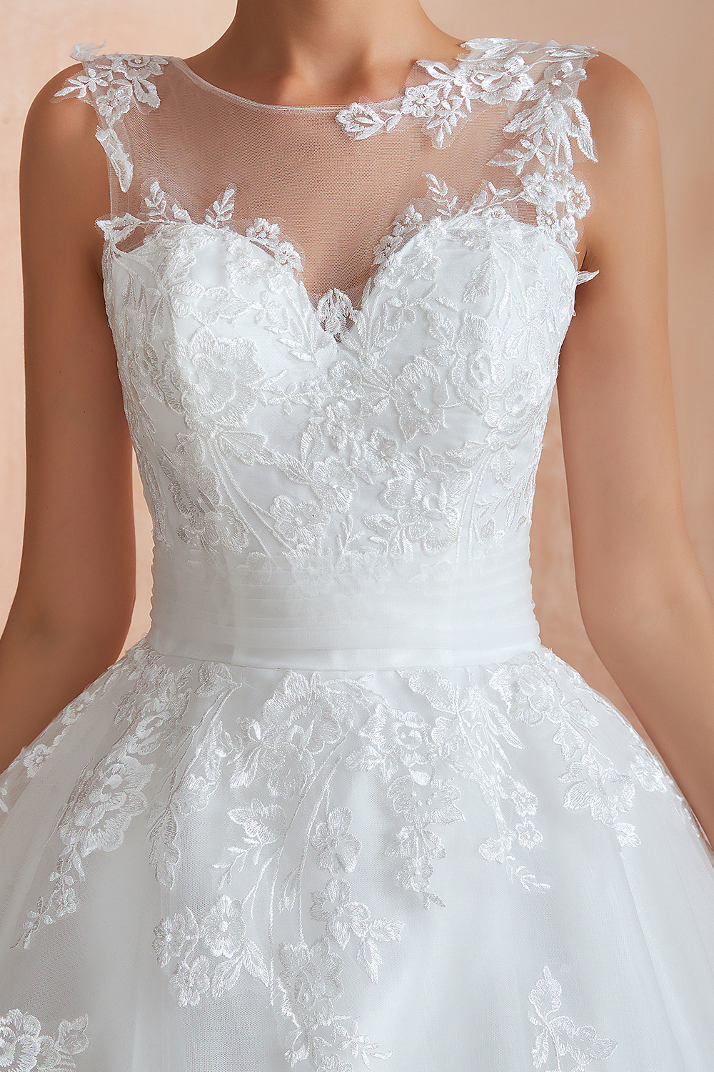 BMbridal Affordable Sweetheart Sleeveless White Lace Wedding Dresses Online