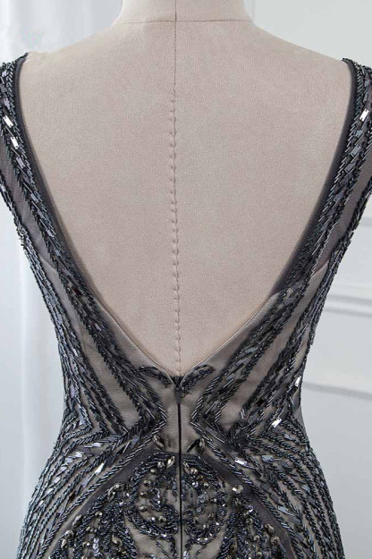 BMbridal Glamorous Jewel Black Mermaid Prom Dresses with Appliques Rhinestones