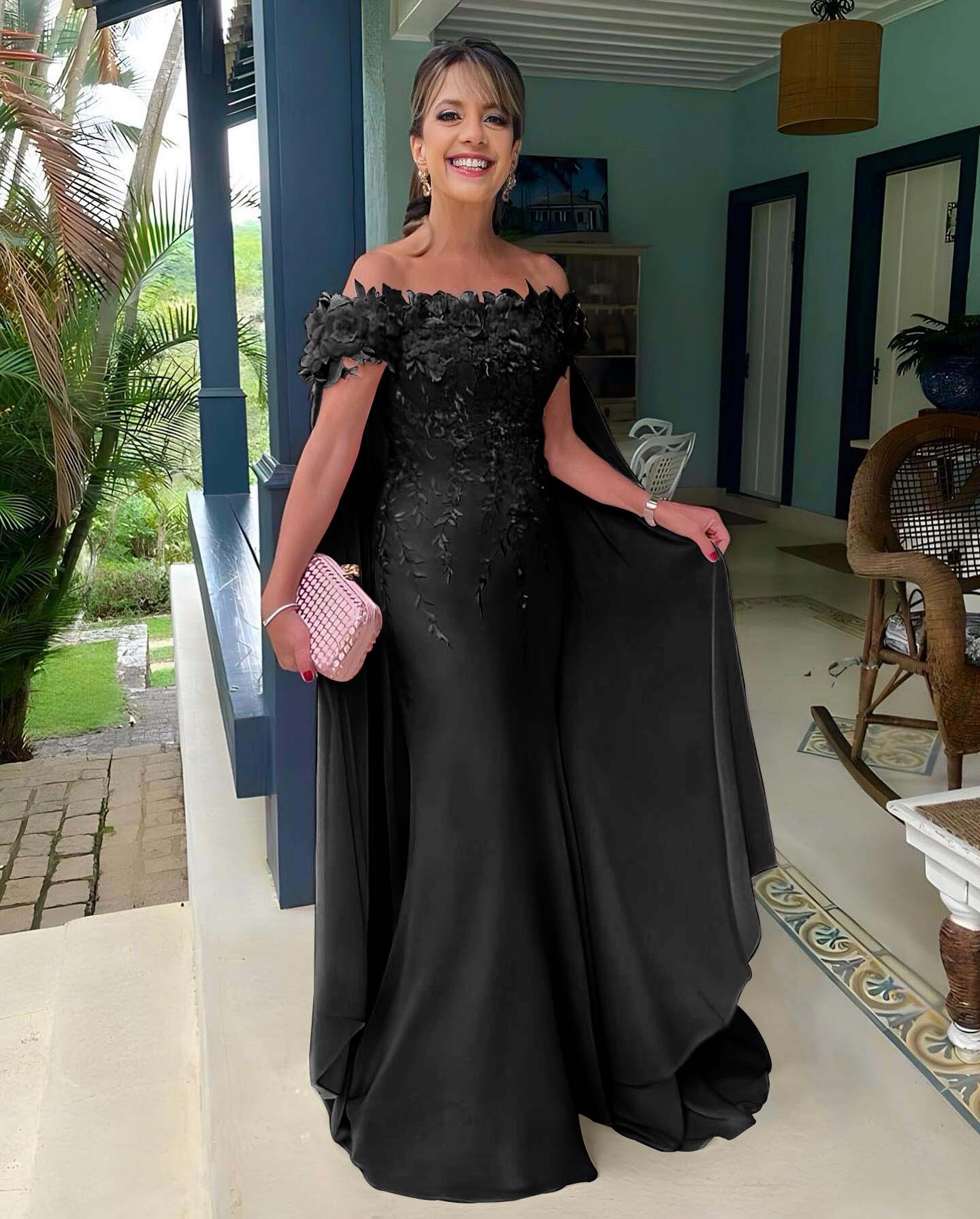 Off the Shoulder Sleeveless Long Mermaid Prom Dress With Appliques