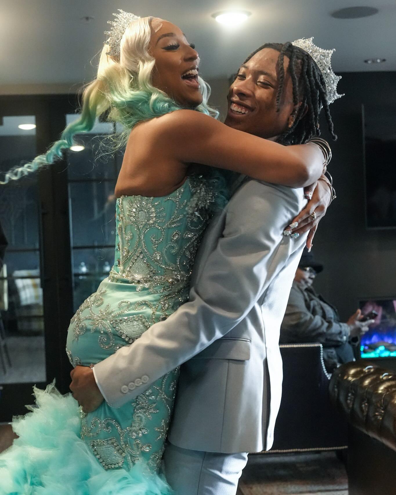 Tiffany Blue Crystal Mermaid Gown - 2026 3D Leaf Bodice & Explosive Ruffle Tiered Prom Dress