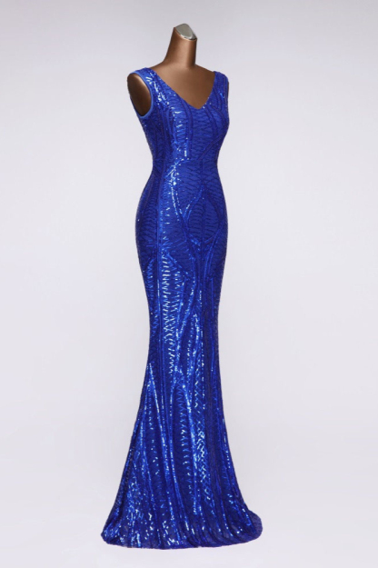 BMbridal Elegant V-Neck Sleeveless Long Mermaid Prom Dresses Online