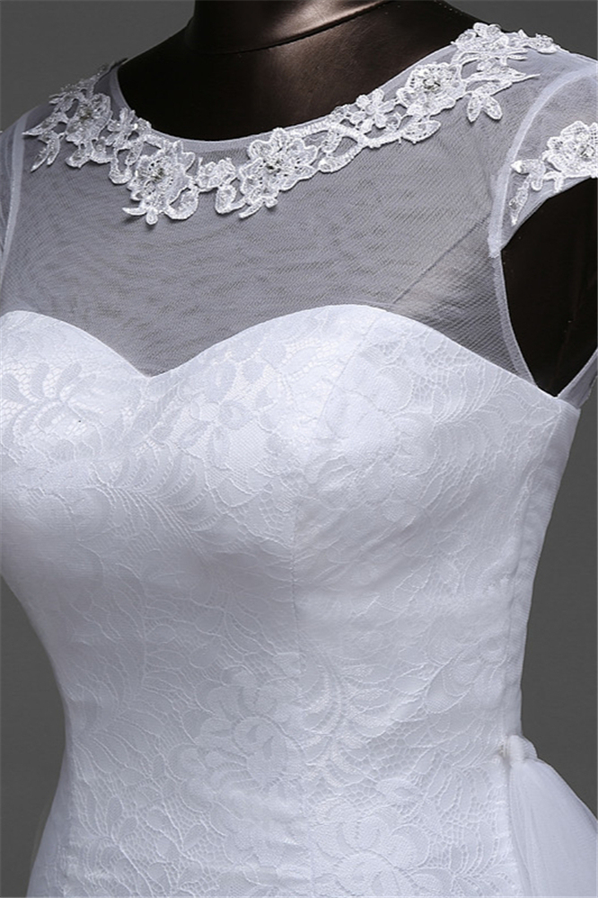 BMbridal Glamorous Lace Jewel White Mermaid Wedding Dresses with Beadings Online