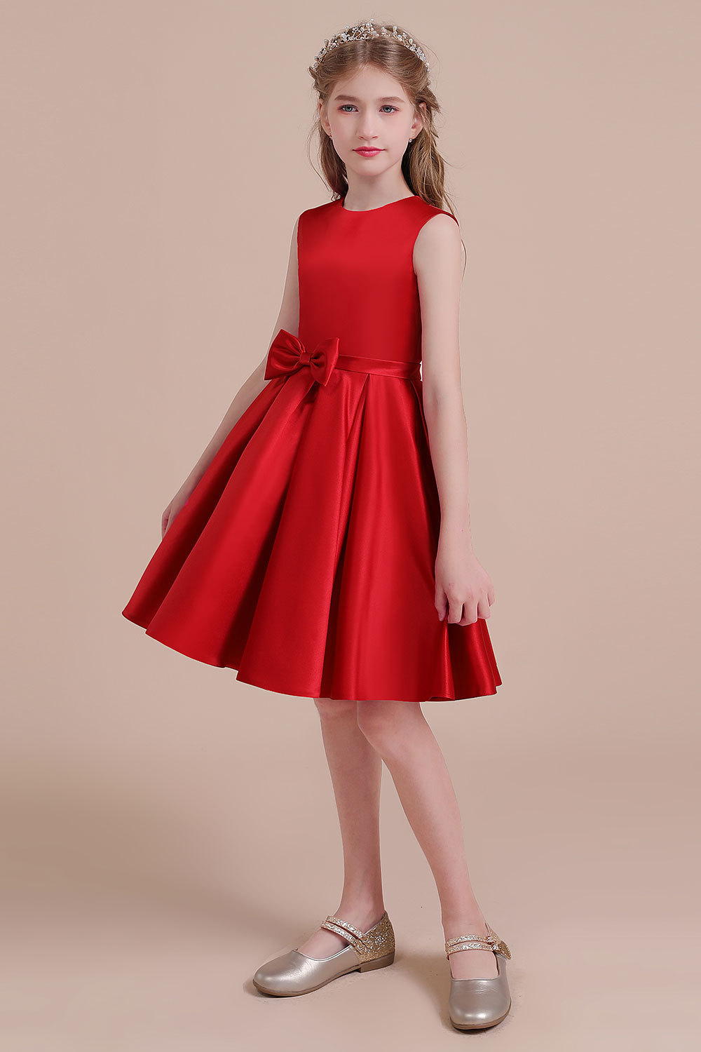BMbridal A-Line Latest Satin Flower Girl Dress Online-BMbridal