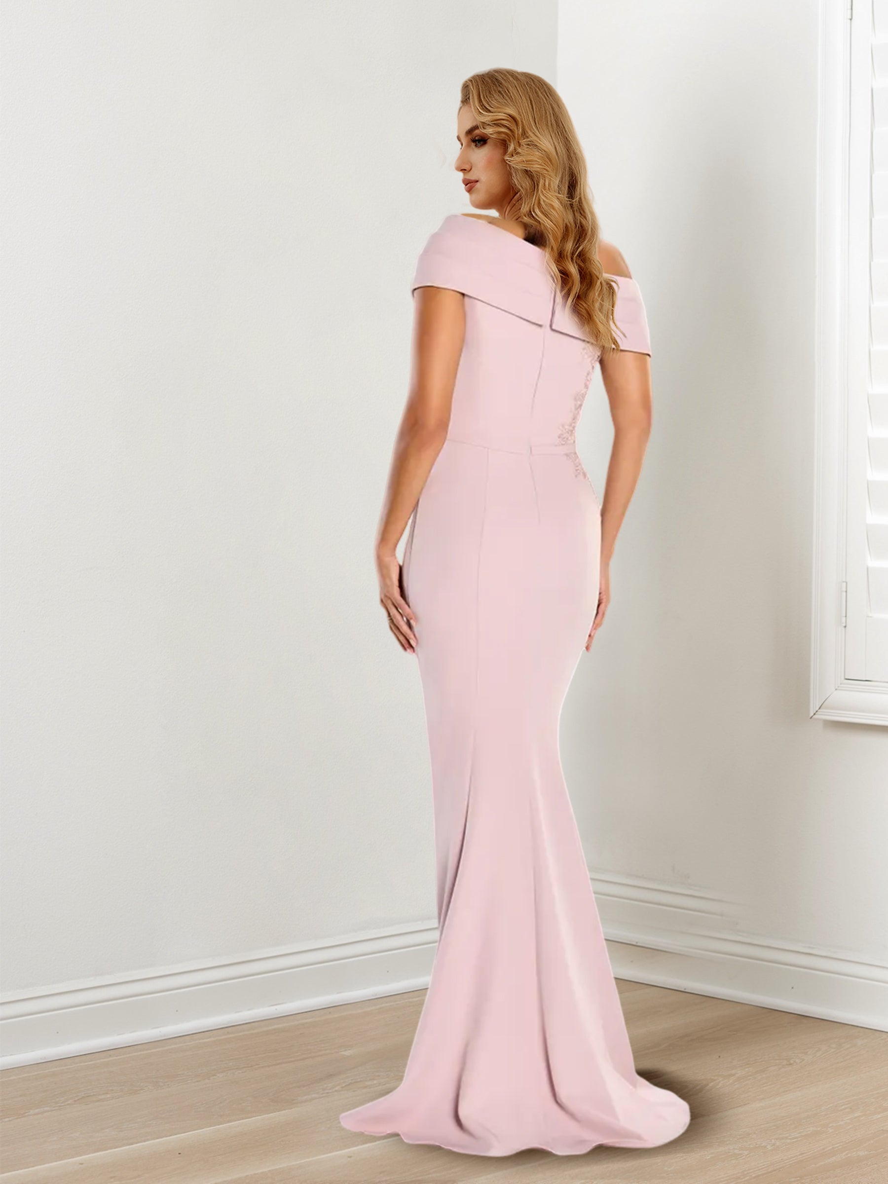 One-Shoulder Long Sleeve Trumpet/Mermaid Mother of the Bride Dress Featuring Lace-BMbridal
