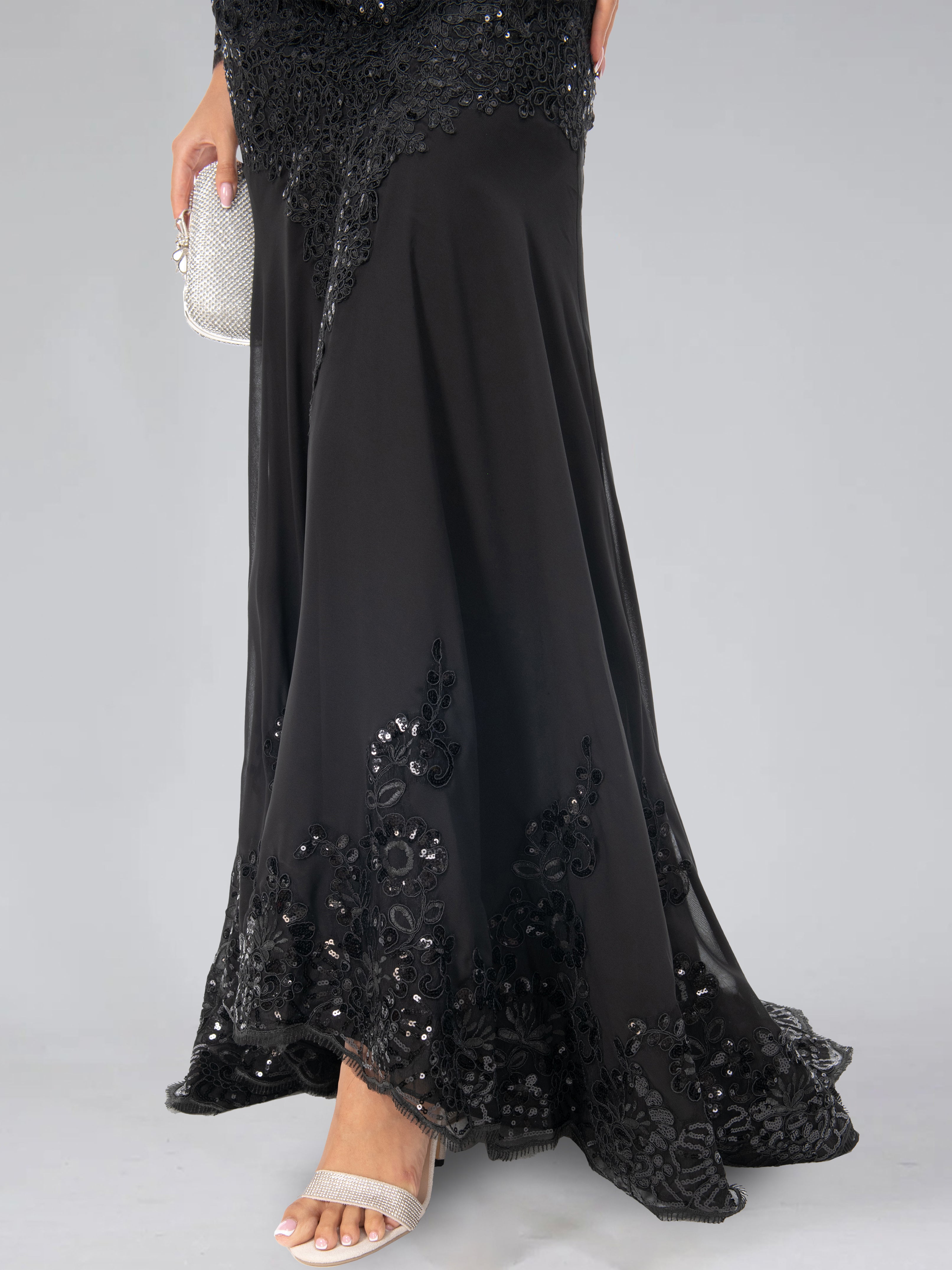 Long-Sleeved Scoop Neck Mermaid/Trumpet Mother of the Bride Dress with Applique-BMbridal