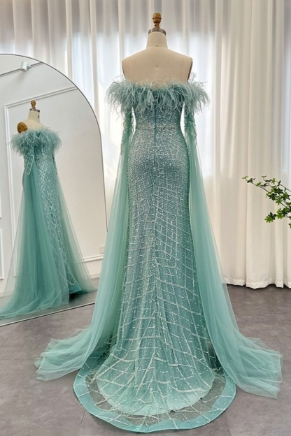 Bmbridal A-Line Strapless Floor-Length Sleeveless Prom Dresses with Appliques