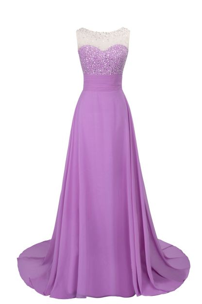 BMbridal Chic Jewel Chiffon Tulle Party Dress with Sequins