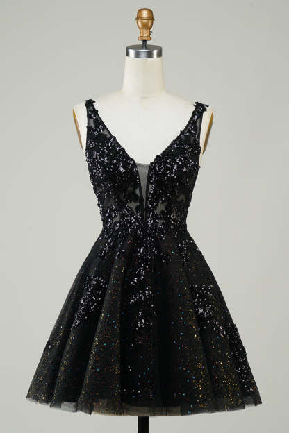 Sparkly Orange A-Line Spaghetti Straps Short Homecoming Dress with Sequins