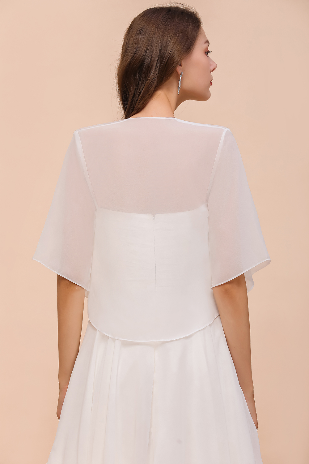 BMbridal White Chiffon Half Sleeves Special Occasions Wraps-BMbridal