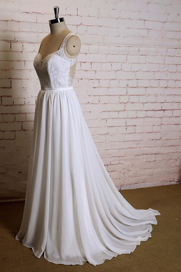 BMbridal Sweetheart Lace Chiffon A-line Wedding Dress On Sale-BMbridal
