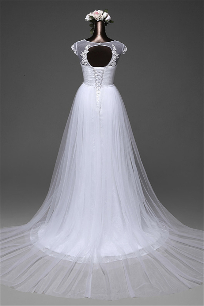 BMbridal Glamorous Lace Jewel White Mermaid Wedding Dresses with Beadings Online
