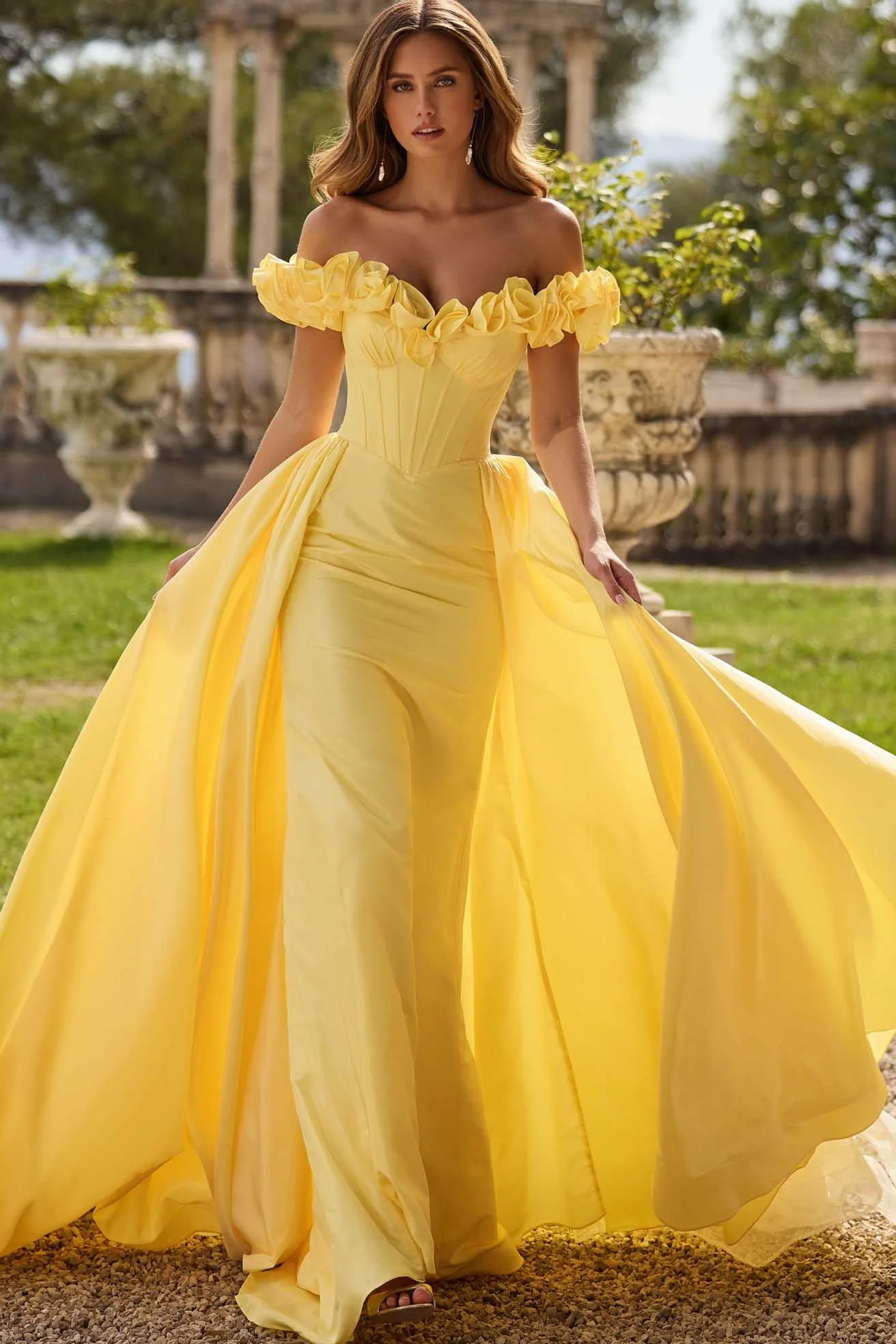 Off the Shoulder Sleeveless Long Mermaid Prom Dress With Pleated