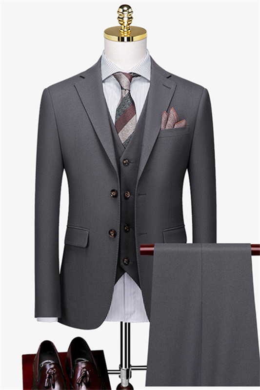 Formal Gray Three Pieces Fashion Business Suits-BMbridal