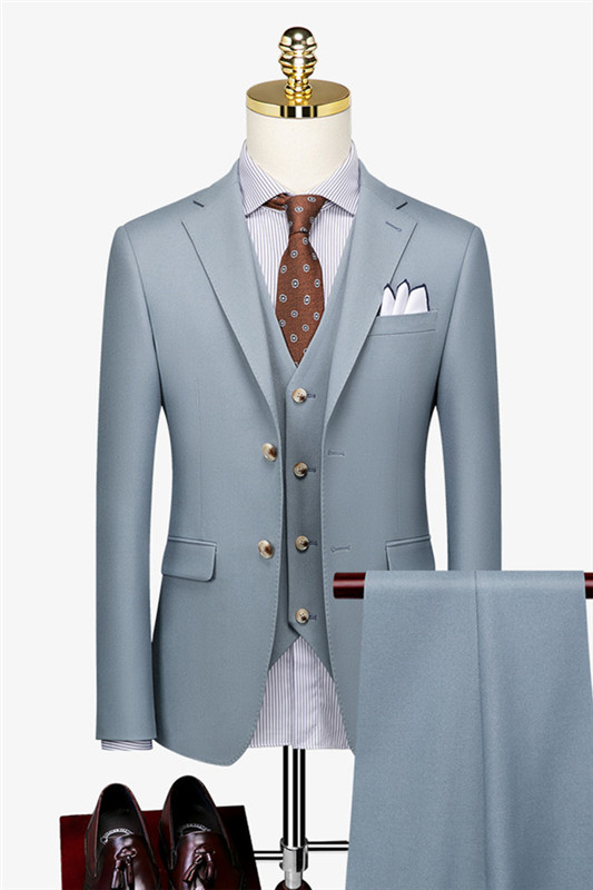 Classic Blue Bespoke Three Pieces Close Fitting Business Suits-BMbridal