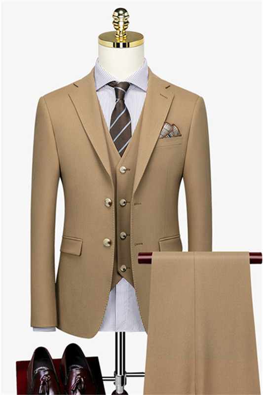 Fashion Champagne Three Pieces Bespoke Business suits for Men-BMbridal