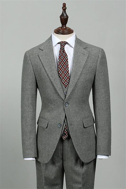 Gray New Arrival Three Pieces Slim Fit Men Suits-BMbridal