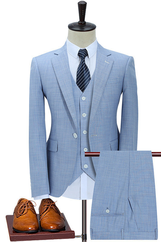 New Arrival Blue Three Pieces Slim Fit Men Suits-BMbridal