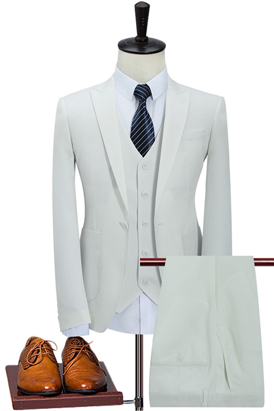 Newest White Chic Close Fitting Bespoke Men Suit for Prom-BMbridal