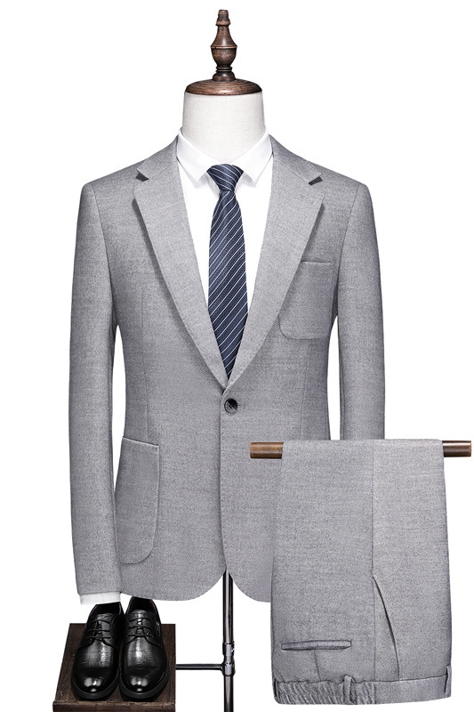 Gray Stylish One Button Notched Lapel Prom Men Suits-BMbridal