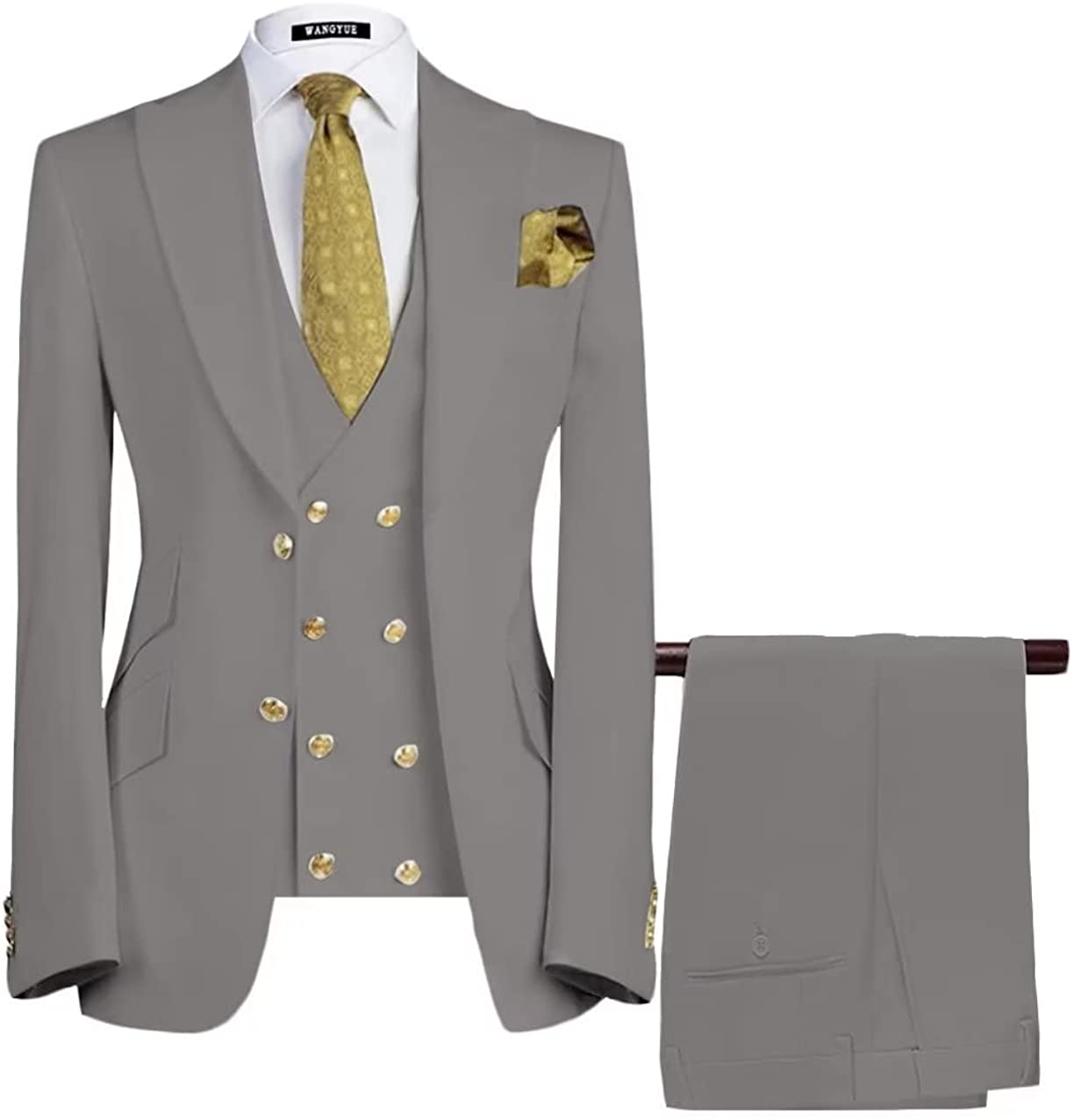 Bespoke Gray Three Pieces Single Breasted Business Men Suits-BMbridal