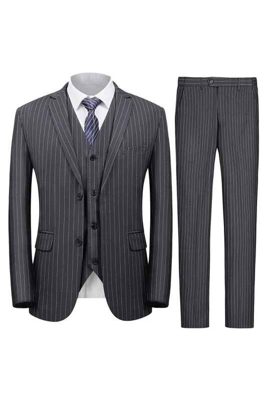 Chic Gray Three Pieces Notched Lapel Business Men Suits-BMbridal