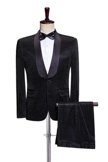 Formal Black Shawl Lapel Two Pieces Men Suits For Wedding-BMbridal