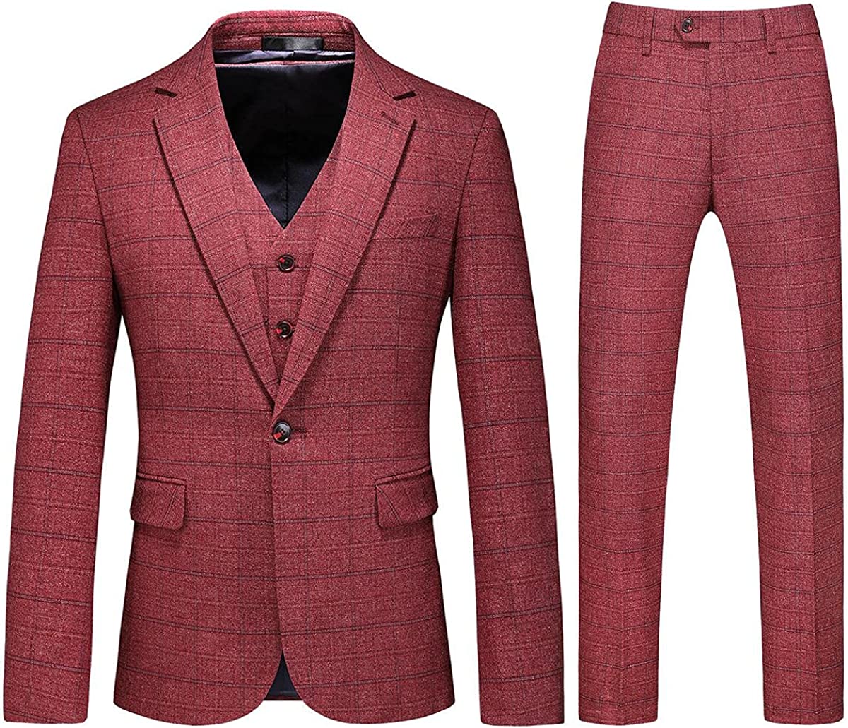 Chic Red Notched Lapel Three Pieces Men Suits For Business-BMbridal