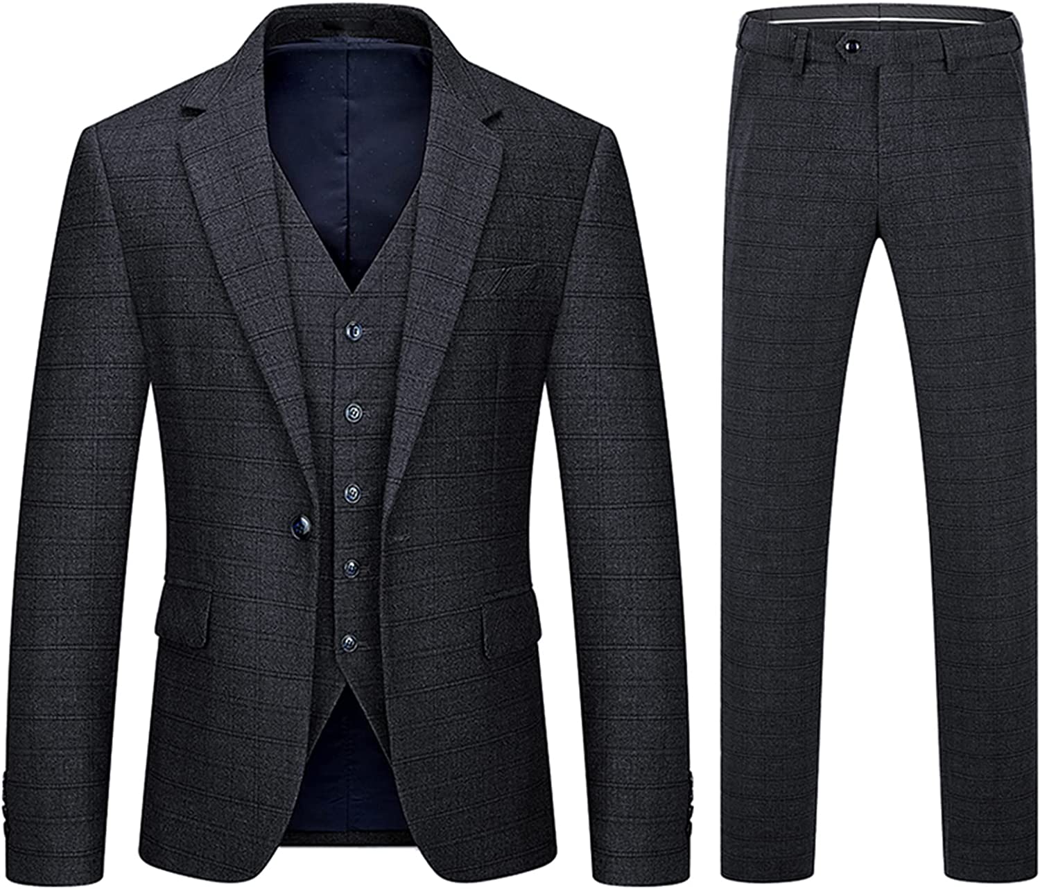 Formal Black Notched Lapel Three Pieces Men Suits For Business-BMbridal