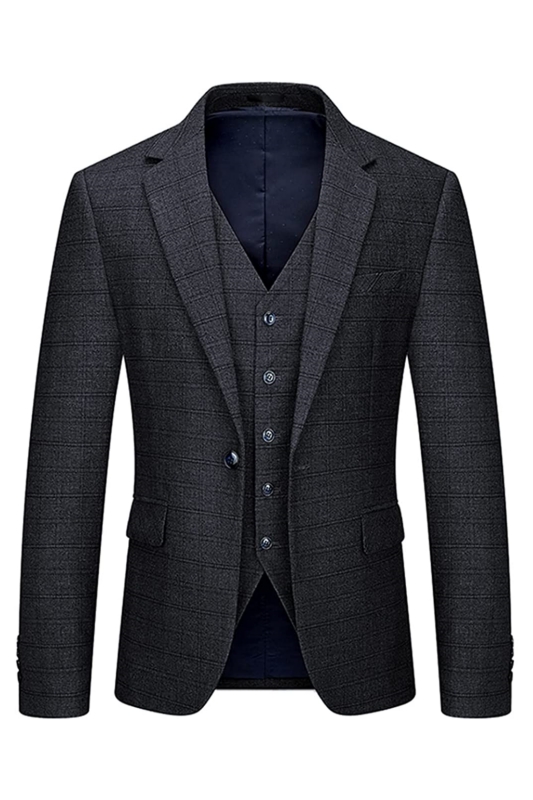 Formal Black Notched Lapel Three Pieces Men Suits For Business-BMbridal