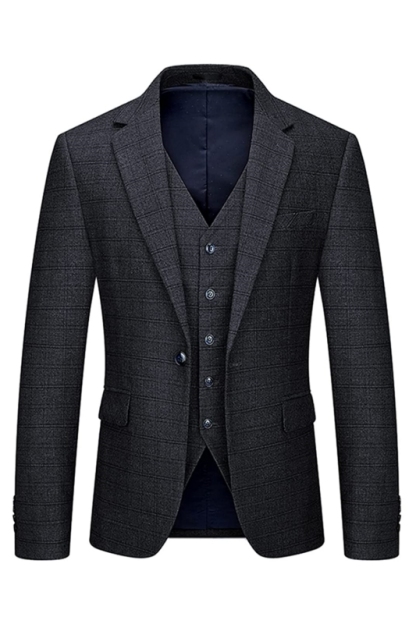 Formal Black Notched Lapel Three Pieces Men Suits For Business-BMbridal