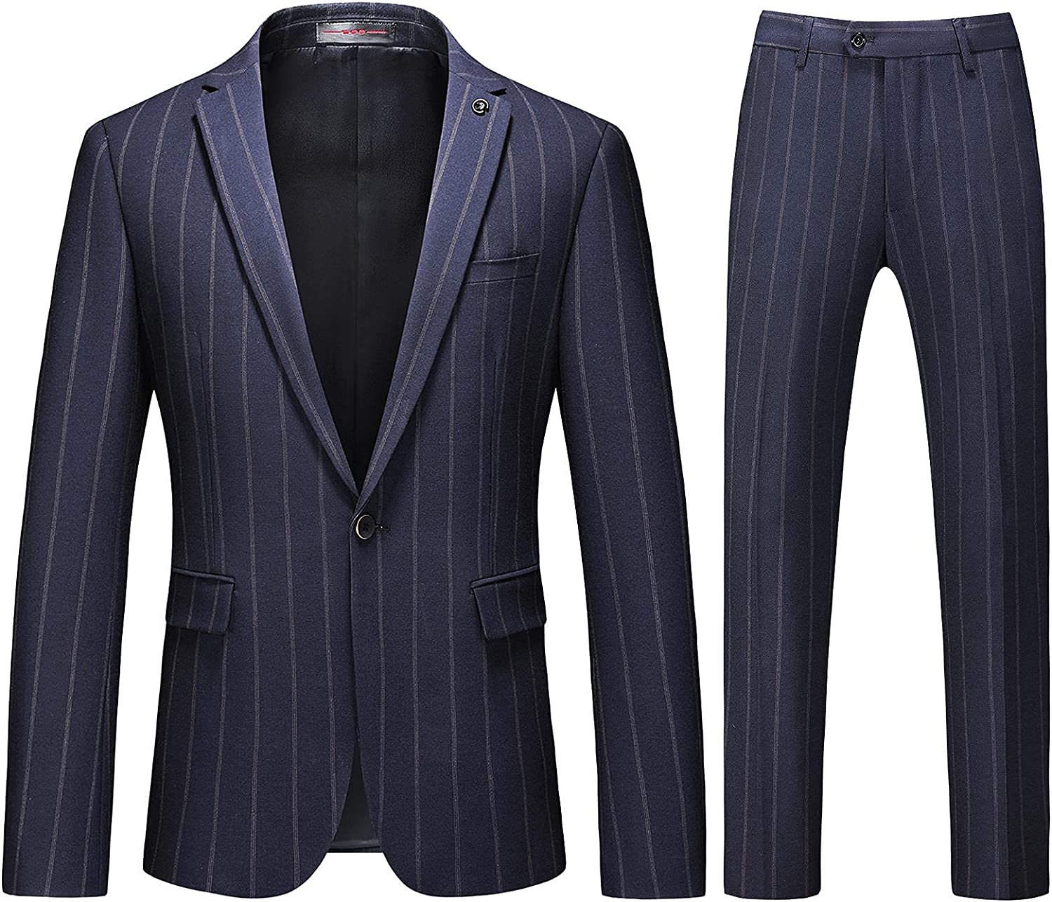 Bespoke Blue Peaked Lapel Striped Men Suits For Business-BMbridal