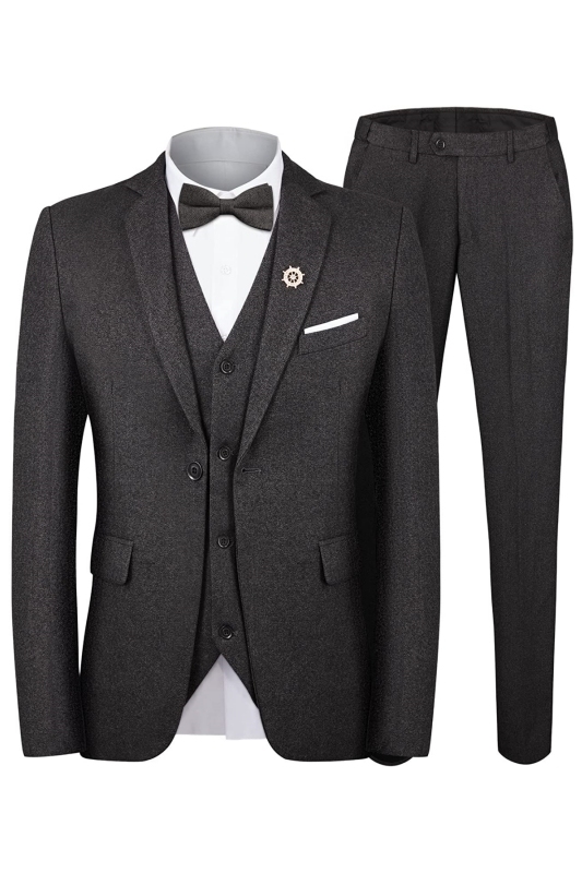 Formal Black Notched Lapel Three Pieces Men Suits For Business-BMbridal