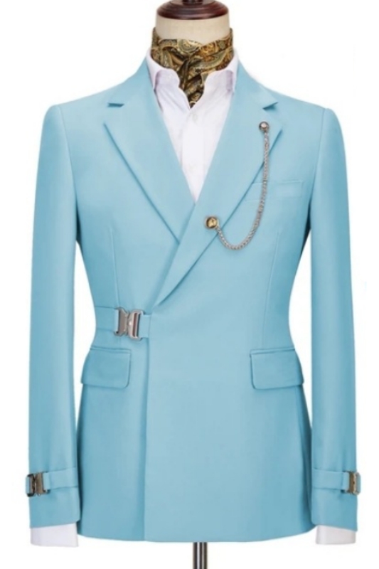 Modern Light Blue Notched Lapel Men Suits For Prom-BMbridal