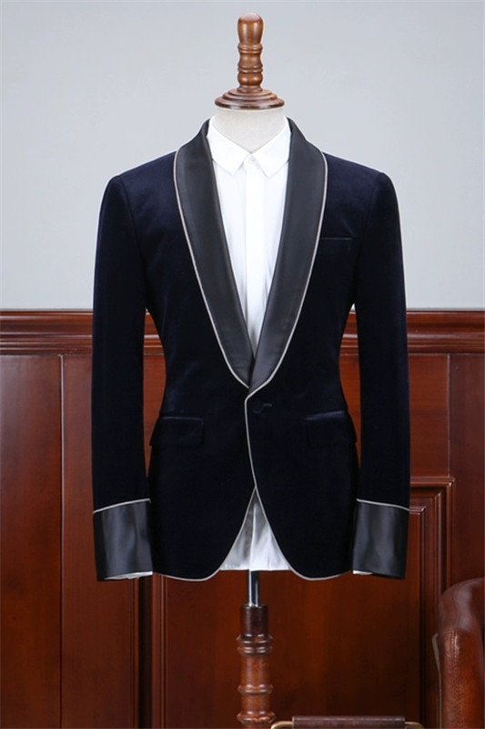 Formal Black Shawl Lapel Velvet Men Suits For Wedding-BMbridal