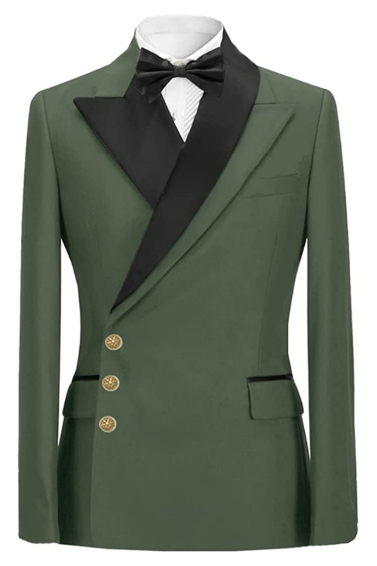 Fashion Green Peaked Lapel Prom Suits For Men-BMbridal
