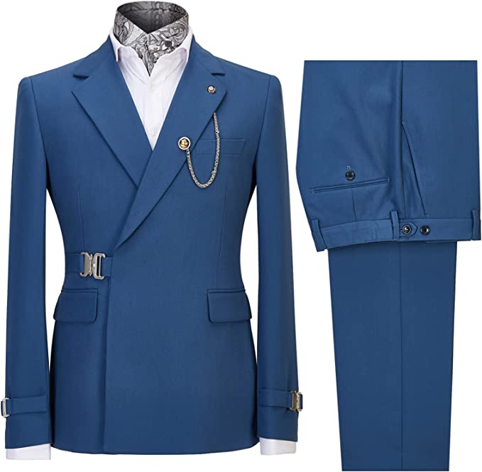 Modern Deep Blue Notched Lapel Men Suits For Prom-BMbridal