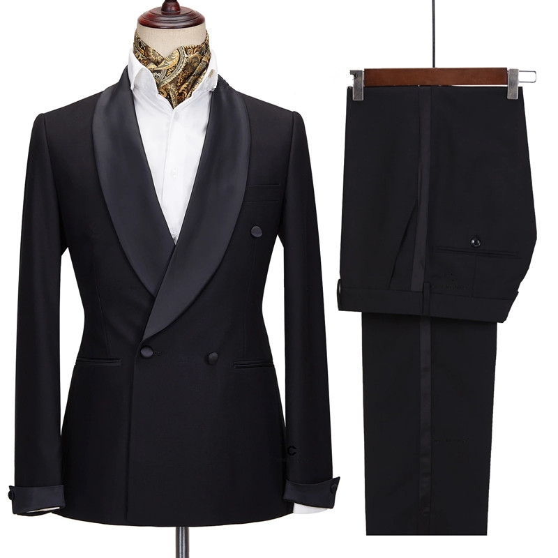 Formal Black Shawl Lapel Men Suits For Wedding-BMbridal