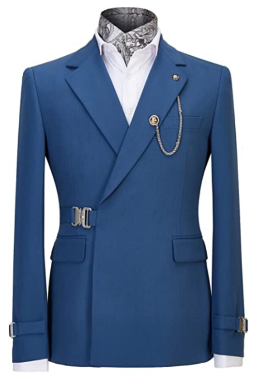 Modern Deep Blue Notched Lapel Men Suits For Prom-BMbridal