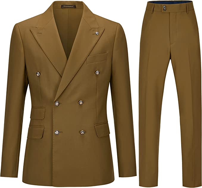 Newest Brown Double Breasted Men Suits For Prom-BMbridal