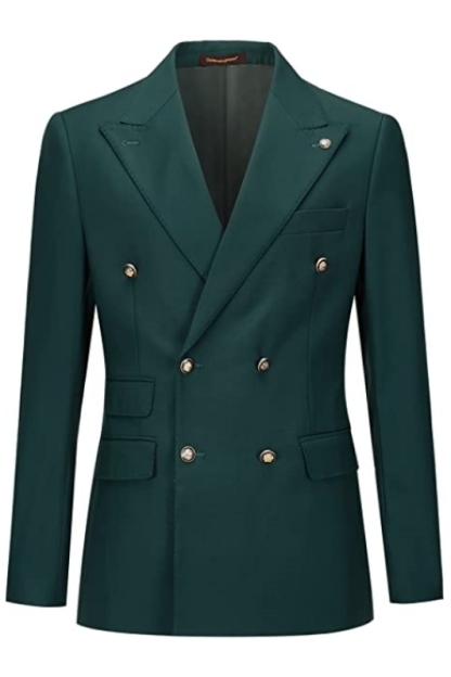 Deep Green Double Breasted Slim Fit Men Suits For Prom