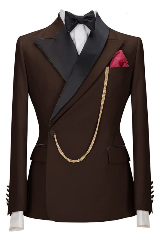 Stylish Brown Peaked Lapel Two Pieces Prom Suits For Men-BMbridal