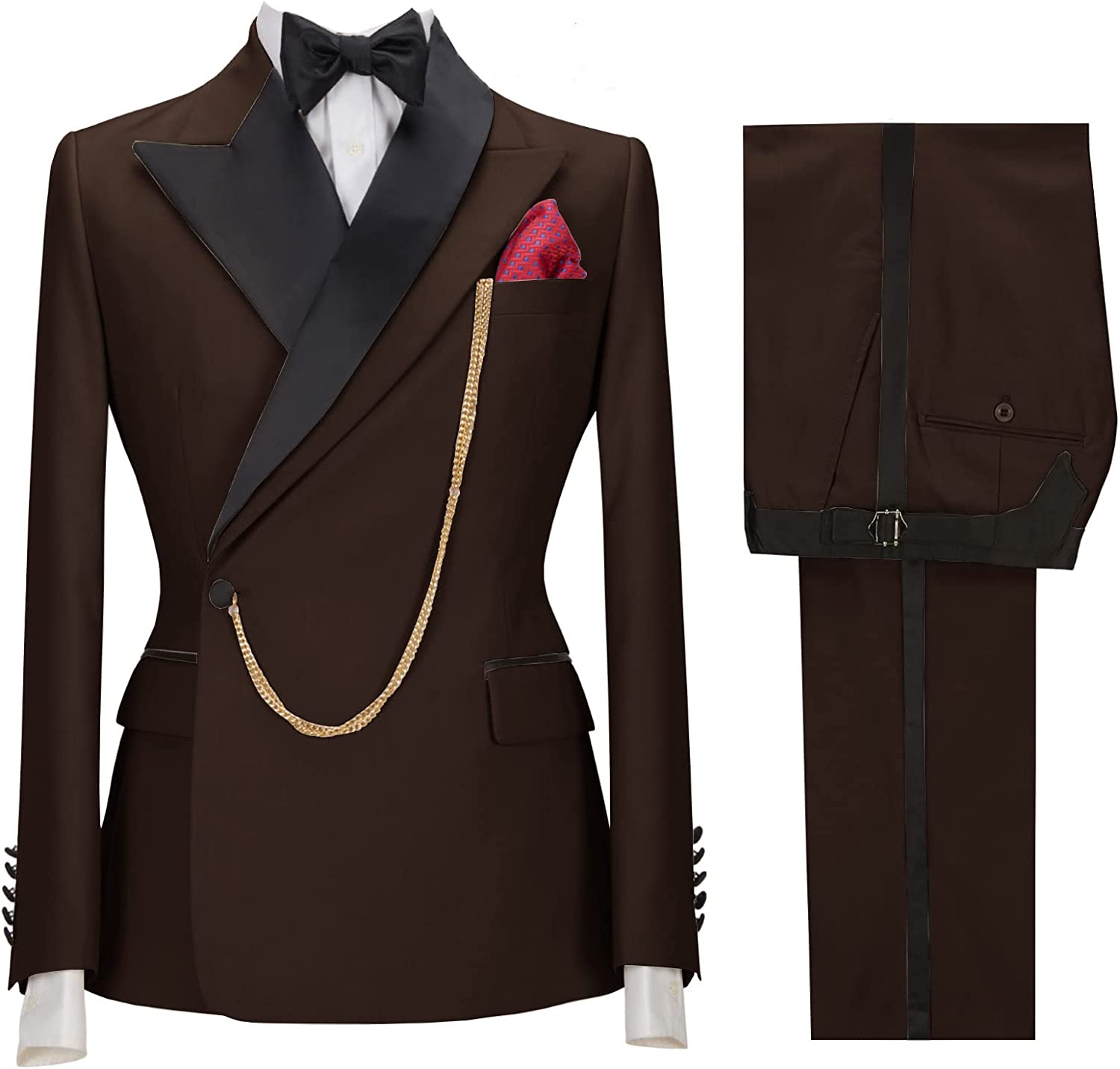 Stylish Brown Peaked Lapel Two Pieces Prom Suits For Men-BMbridal
