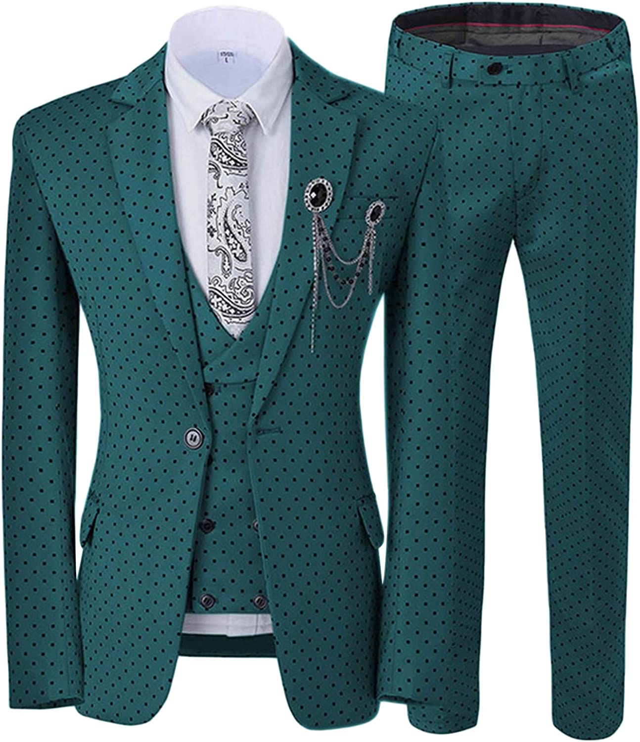Dark Green Notched Lapel Three Pieces Bespoke Prom Suits-BMbridal