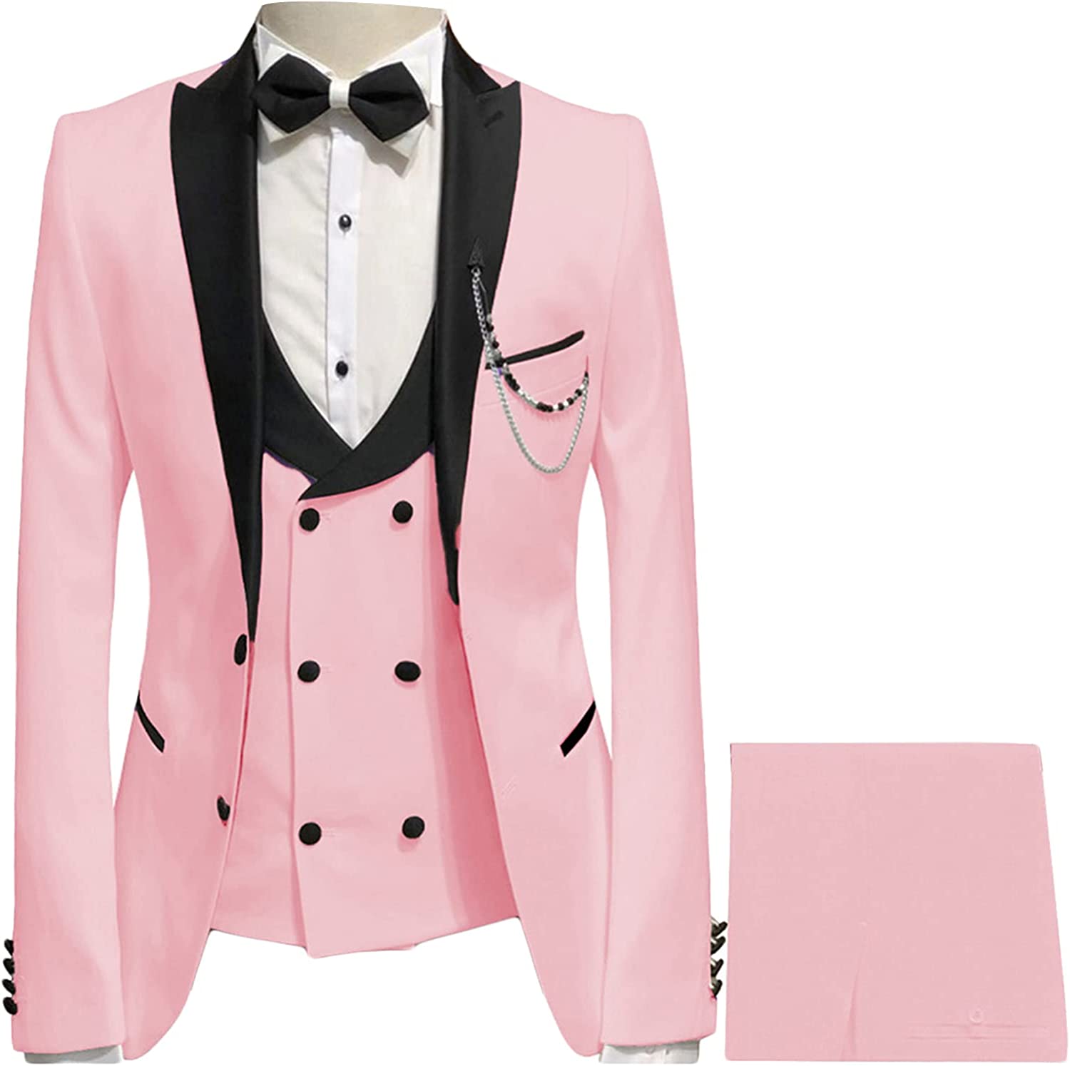 Stylish Pink Peaked Lapel Three Pieces Prom Suits-BMbridal