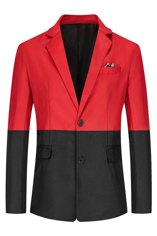 Black And Red Notched Lapel Two Pieces Fashion Prom Suits-BMbridal