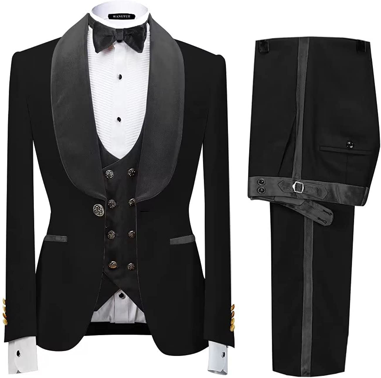 Classic Gray Shawl Lapel Three Pieces Velvet Wedding Suits-BMbridal