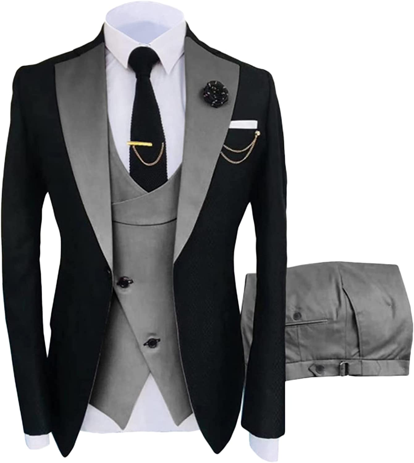 Newest Gray Shawl Lapel Three Pieces Prom Suits-BMbridal
