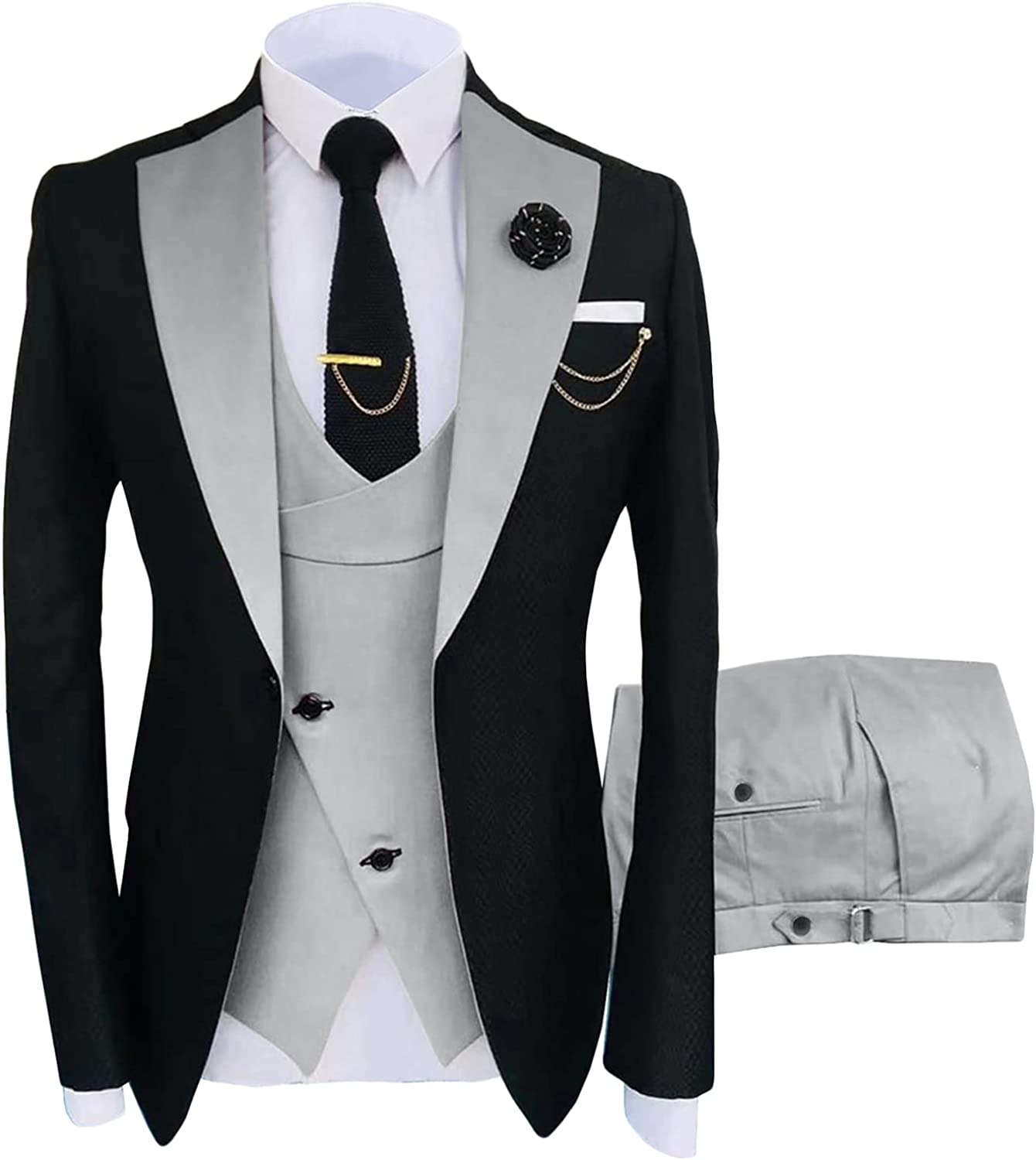 Light Gray Shawl Lapel Three Pieces Bespoke Prom Suits-BMbridal