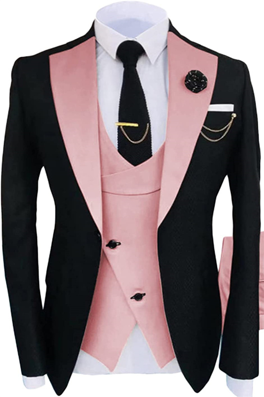 Stylish Pink Shawl Lapel Three Pieces Prom Suits For Men-BMbridal